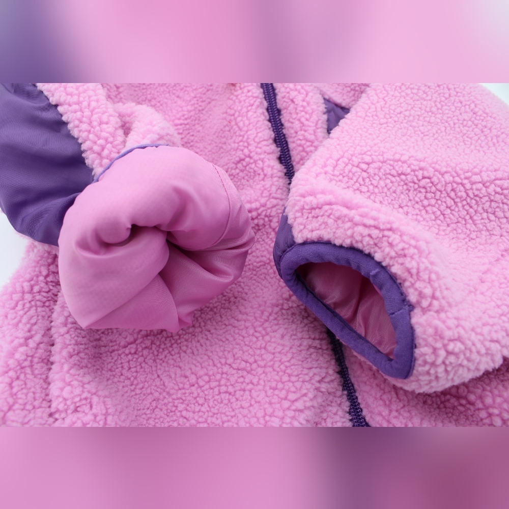 H&M Girls 2T Fuzzy Full-Zip Jacket – Pink & Purple - Picture 3 of 6